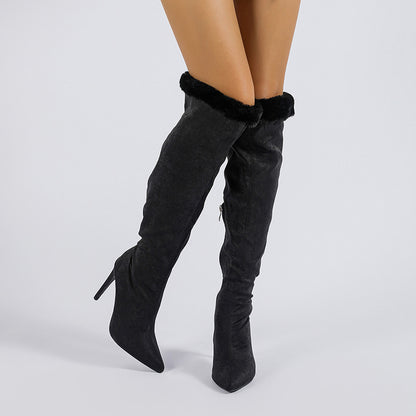 High Knee Leg Boot Large Tube Heel Boots