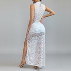 Lace Slit Slim Dress