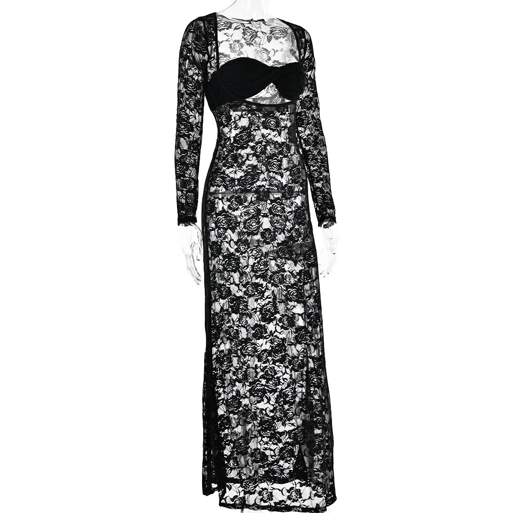 Floral Lace Sleeve Dress