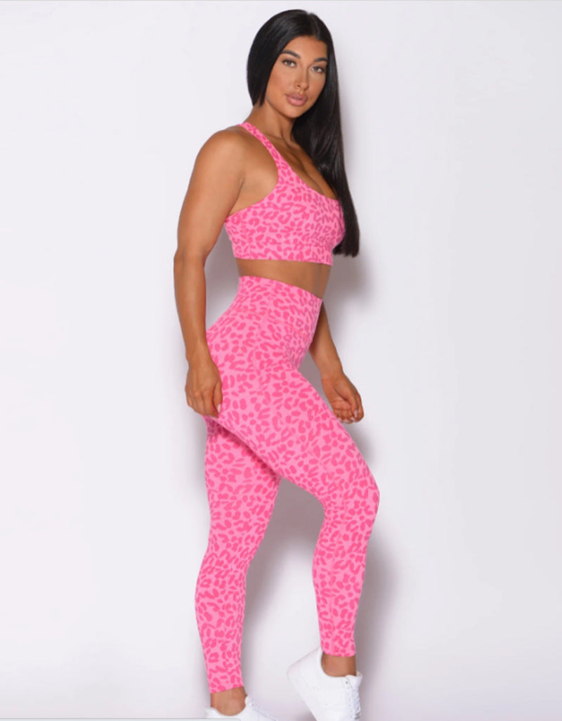 Leopard Print Skinny Fitness Yoga Suit