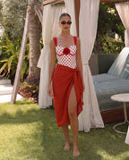 Retro Polka Dot One-Piece Swimsuit – Asymmetric Tie Detail