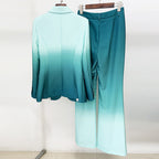 Elegant Gradient Slim Flared Pants Suit