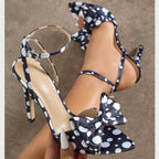 Classic Polka-Dot Silk Style High Heels