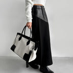 Retro Faux Leather Slit Hip Skirt