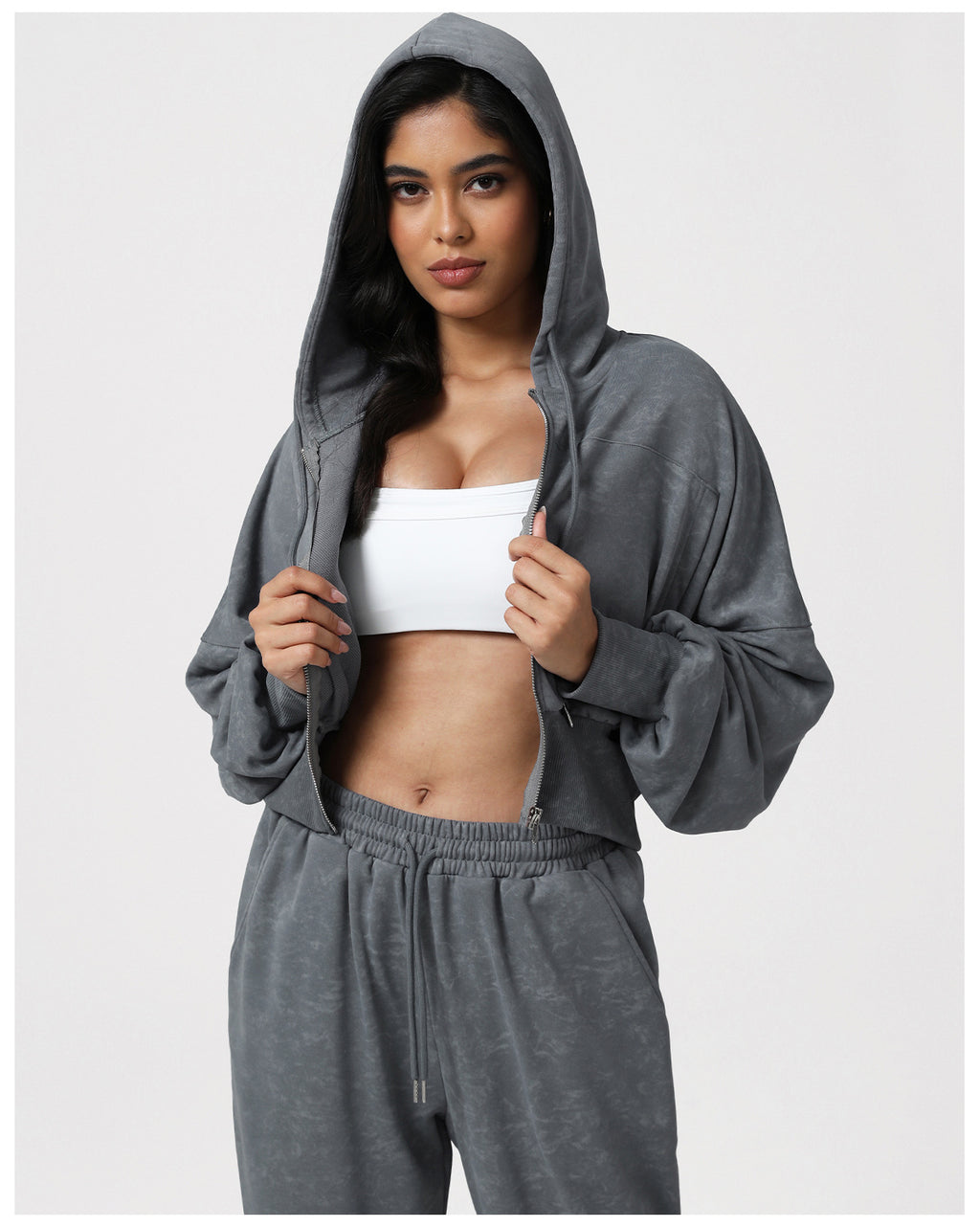 Printing Fitness Sweater Women Loose Hooded Coat Sports Pocket Casual Pants Training Two Piece Sets