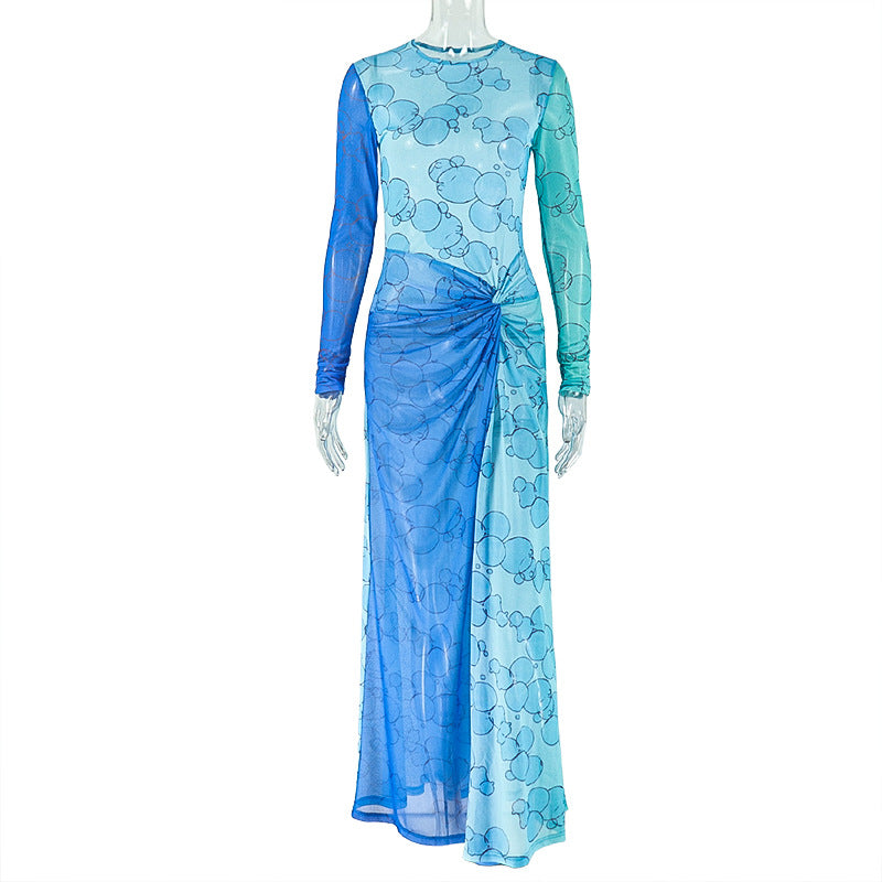 Slimming Hip Long Sleeves Split Dress