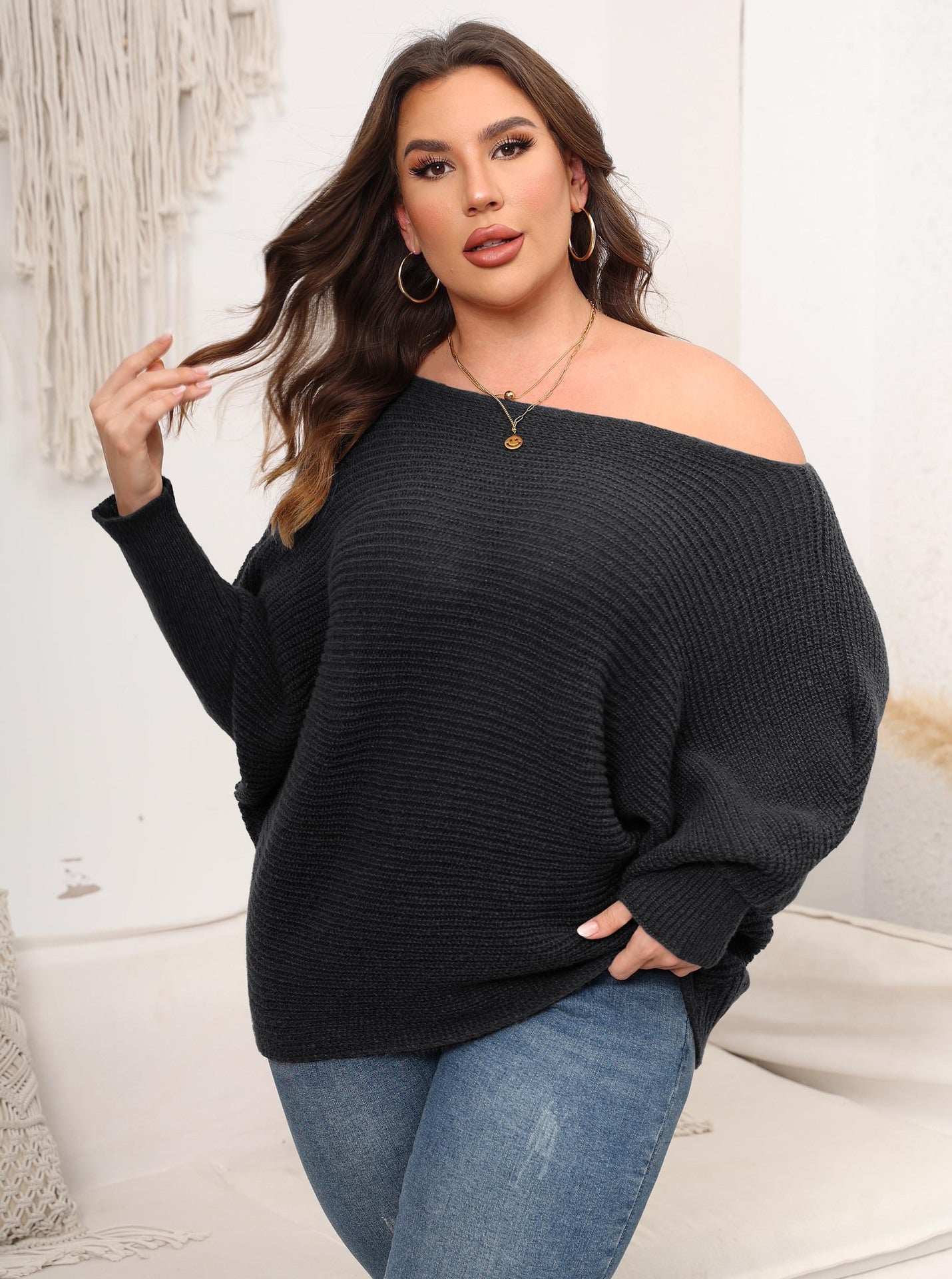 Plus Size Pullover Woven Sweater