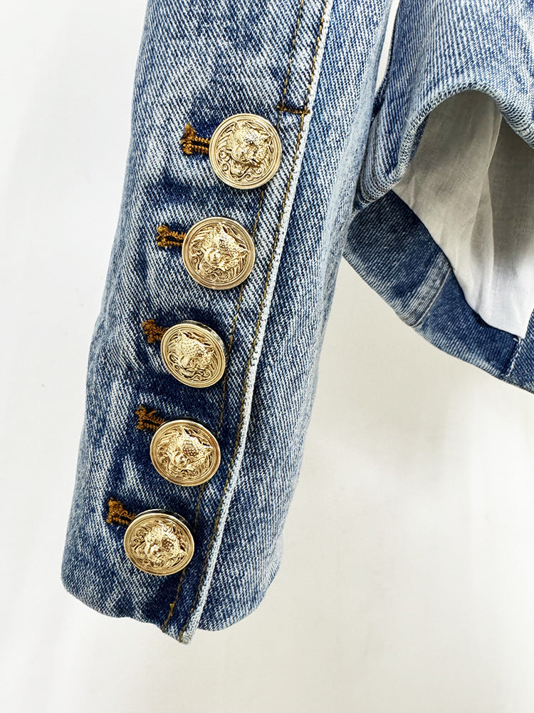 Washed Denim Blazer Jacket
