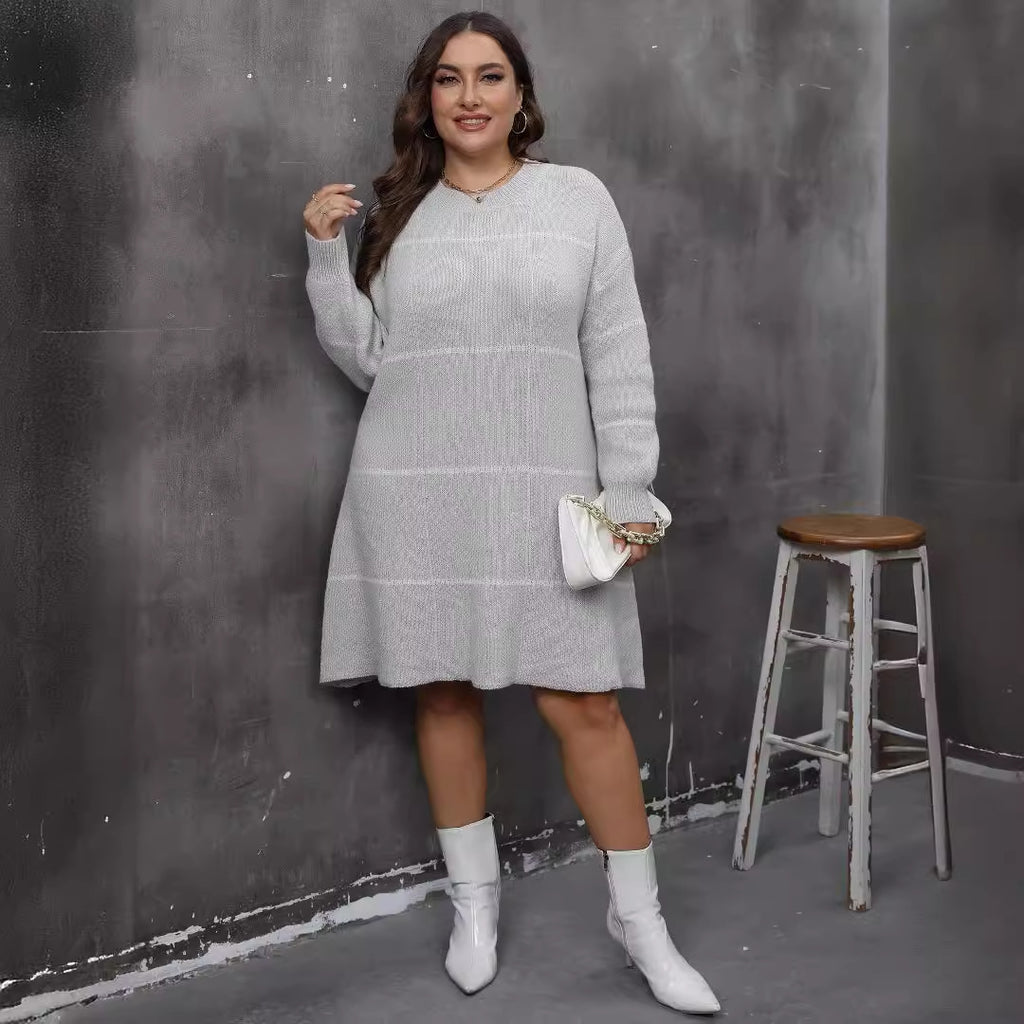 Curve Woven Woolen Patchwork Dress