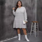 Curve Woven Woolen Patchwork Dress