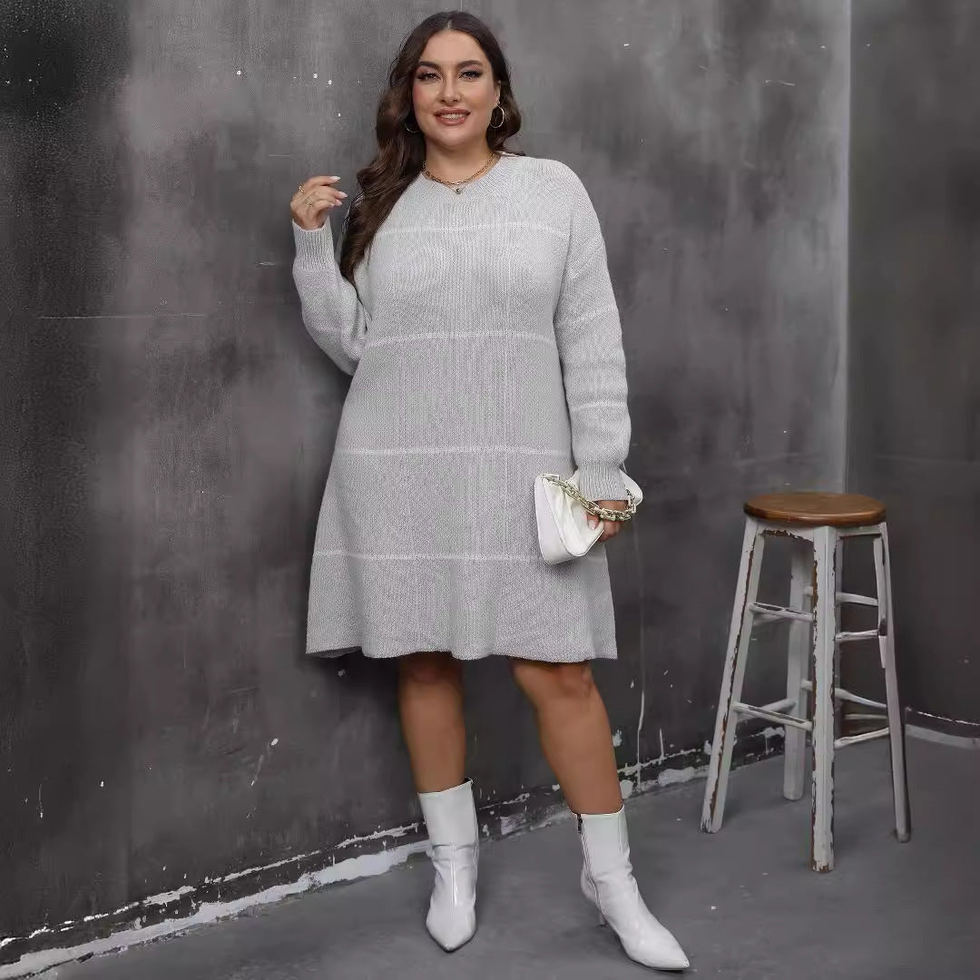 Curve Woven Woolen Patchwork Dress