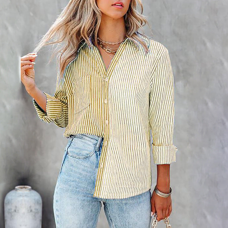 Striped Long Sleeved Single Breasted Shirt