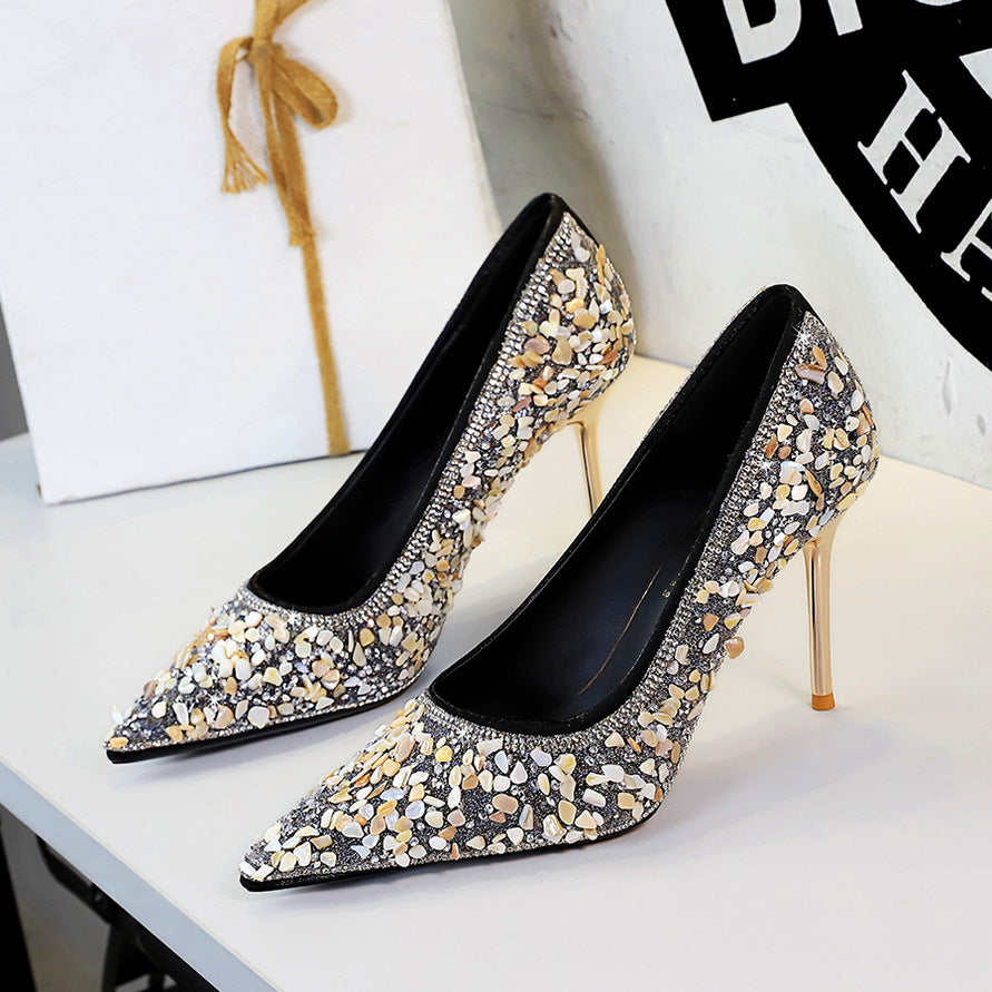 French Rhinestone Wedding Heels Shoes