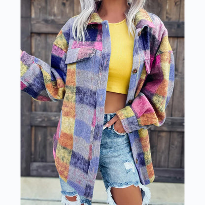 Woolen Colorful Casual Coat