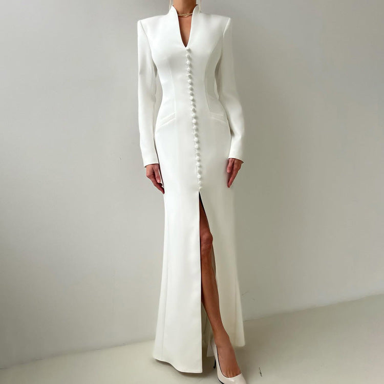 Split French Button Dress