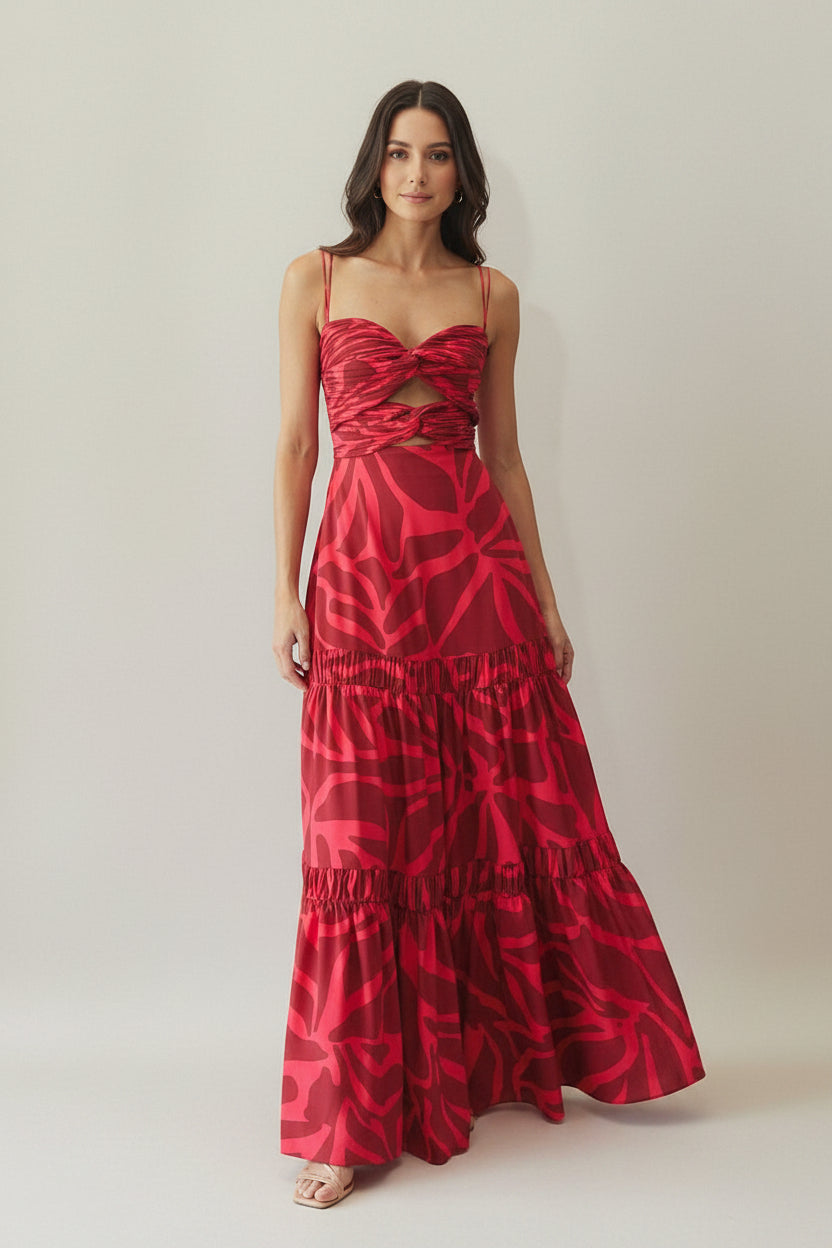 Red Hawaiian Vacation Beachwear Set