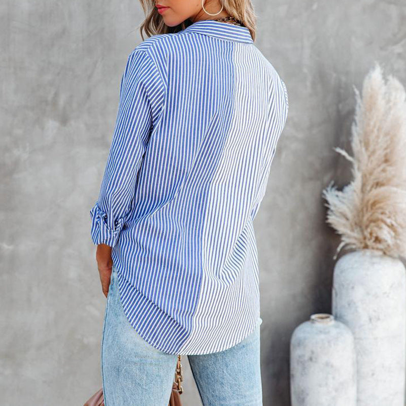 Striped Long Sleeved Single Breasted Shirt