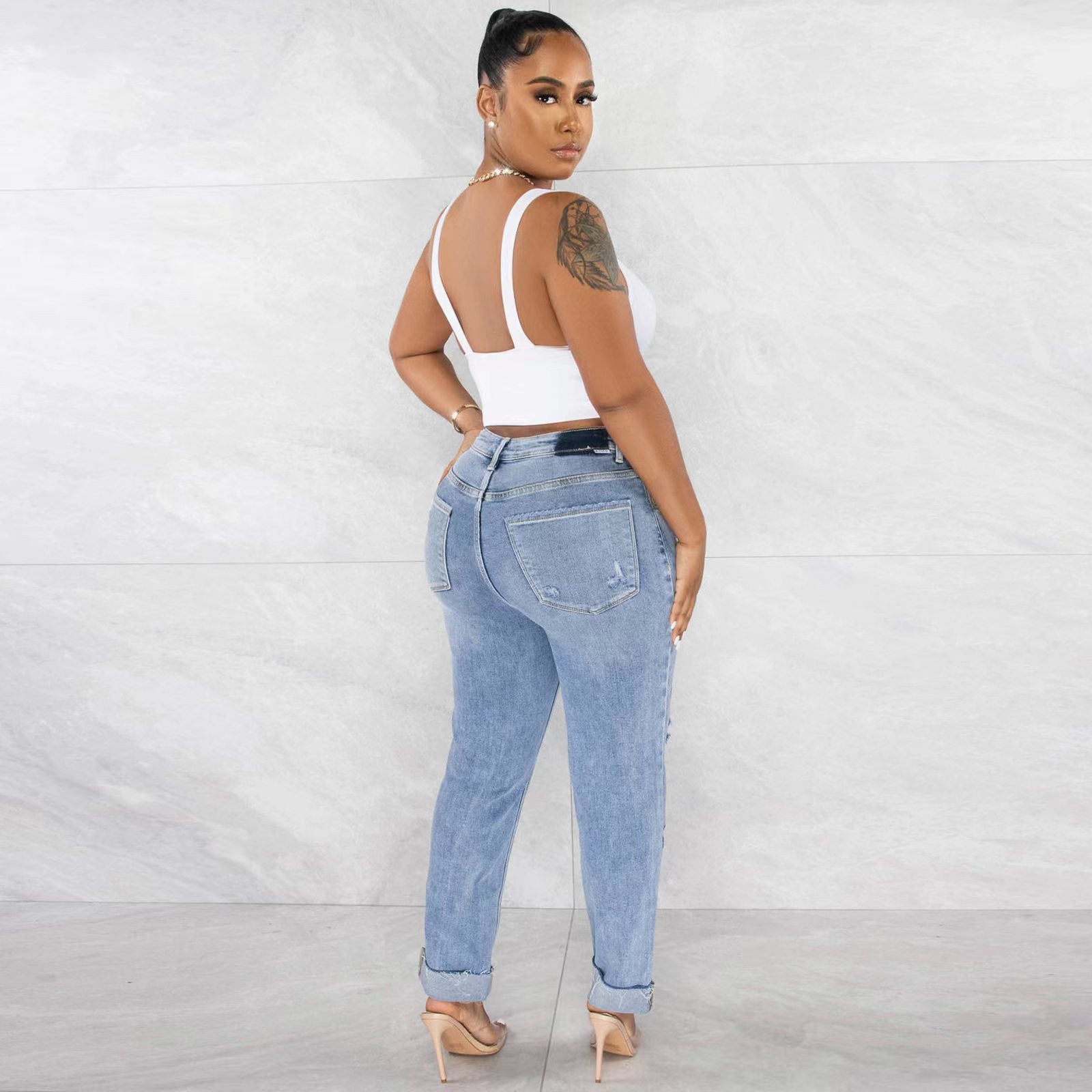 Ripped Washed Skinny Jeans
