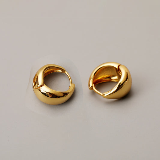 Elegant French Metal Glossy Arc Brass Earrings