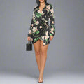 Short V-neck Asymmetric Floral Dress