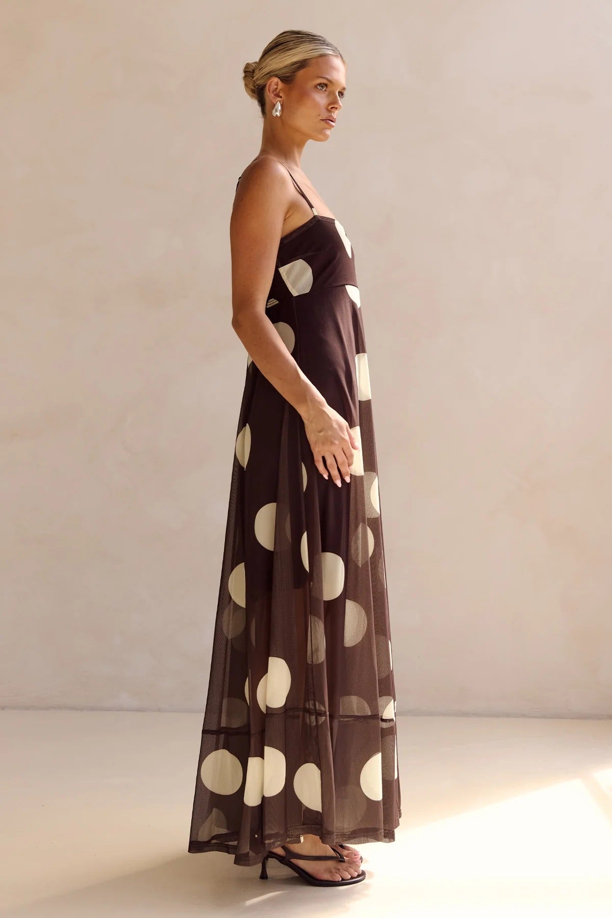 Summer Sheer Polka Dot Print Cami Dress