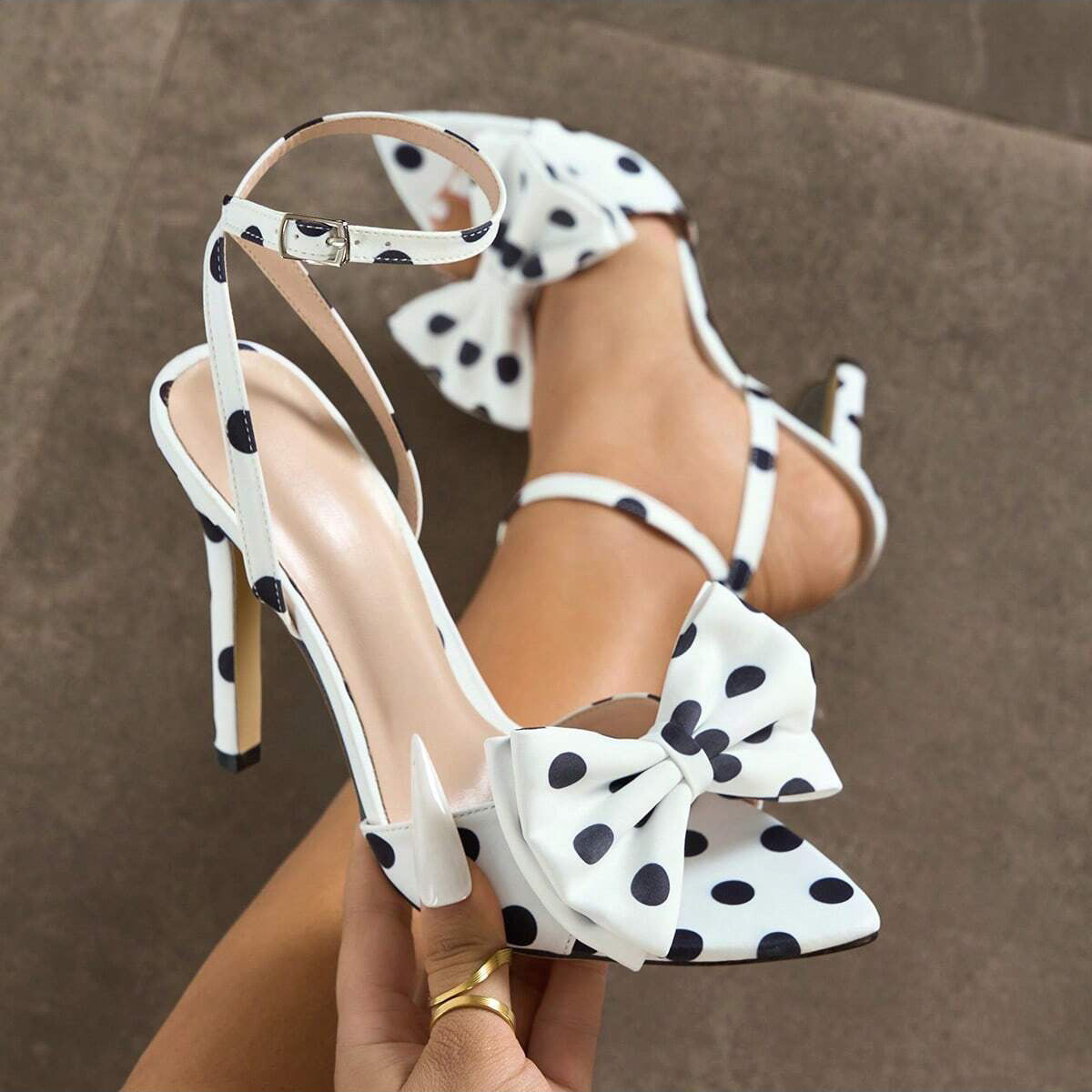 Classic Polka-Dot Silk Style High Heels