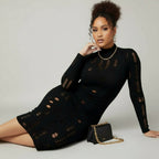 Curve Trend Sheer Hip Zipper Dress