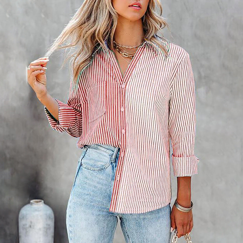 Striped Long Sleeved Single Breasted Shirt