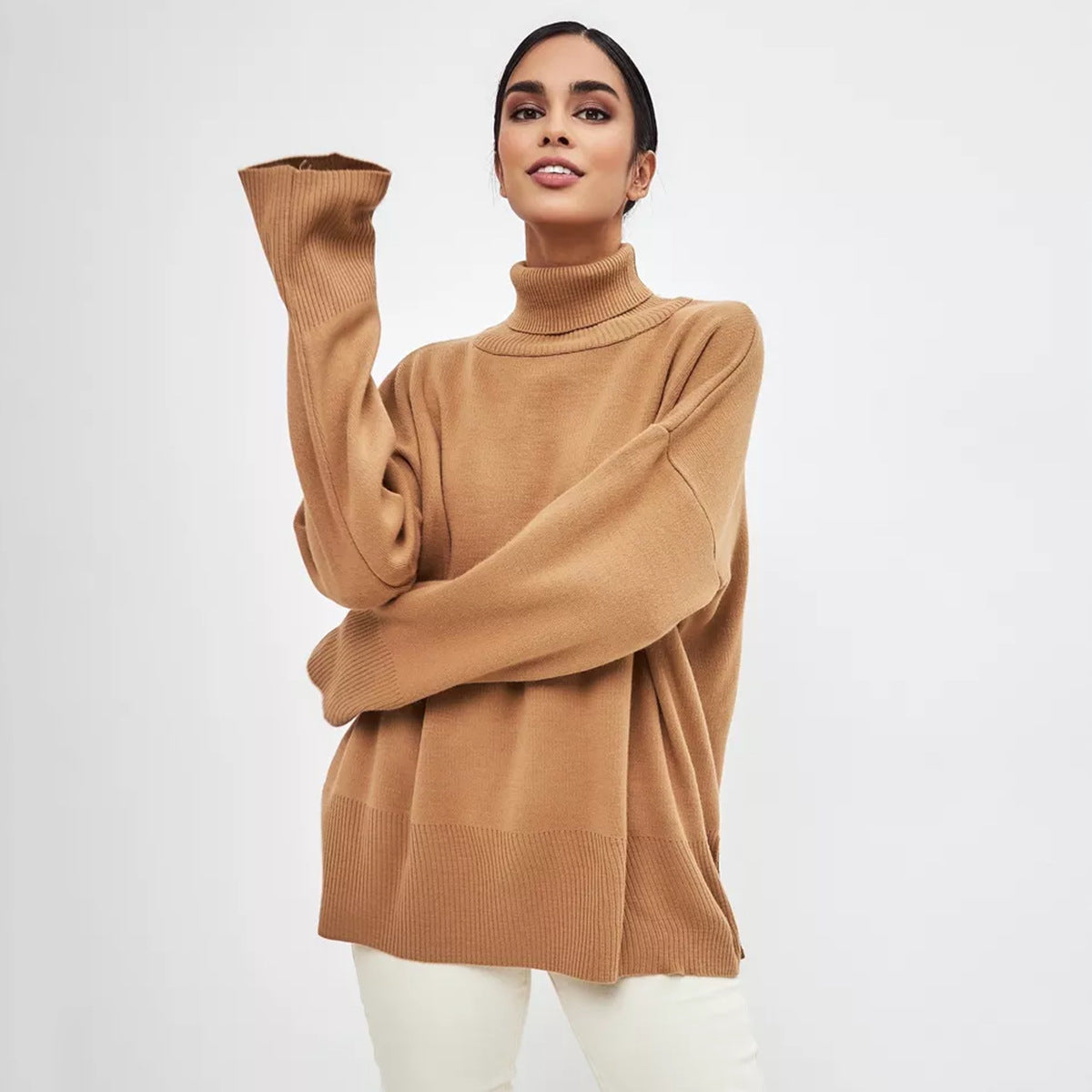 Pullover Split Turtleneck Sweater