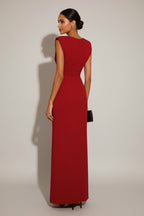 V Neck Sleeveless Slim Fit Slit Maxi Dress