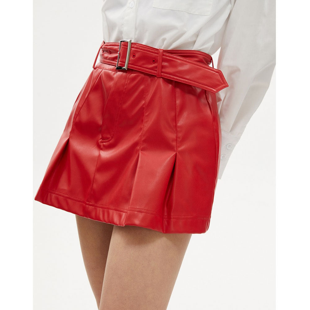 Hipster Mini Faux Leather A line Skirt