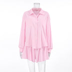 Pink Loose Casual Pajamas Set