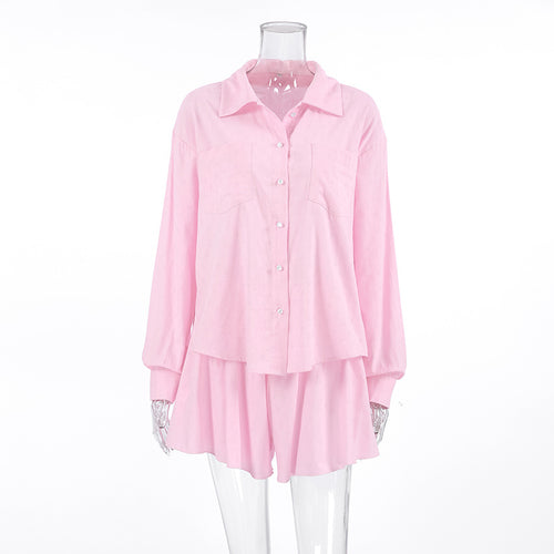 Pink Loose Casual Pajamas Set