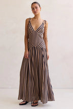 Striped Printed Midi Dress