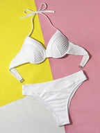 Steel Bracket White Bikini Set