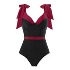 Solid One Piece French Swimsuit