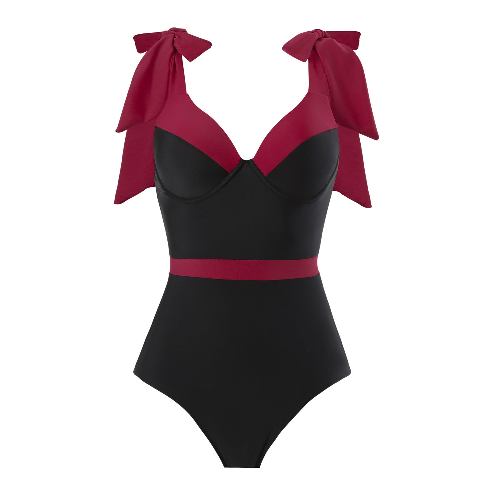 Solid One Piece French Swimsuit