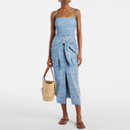 Kay Lux Denim Printed Wrap Skirt