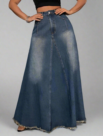 Retro Washed Jeans Skirt