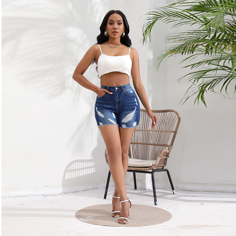 Jeans Sexy Sexy High Waist Tight Hip Ripped Denim Shorts for Women