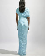 Retro Shawl Ruffle Wrap Maxi Dress