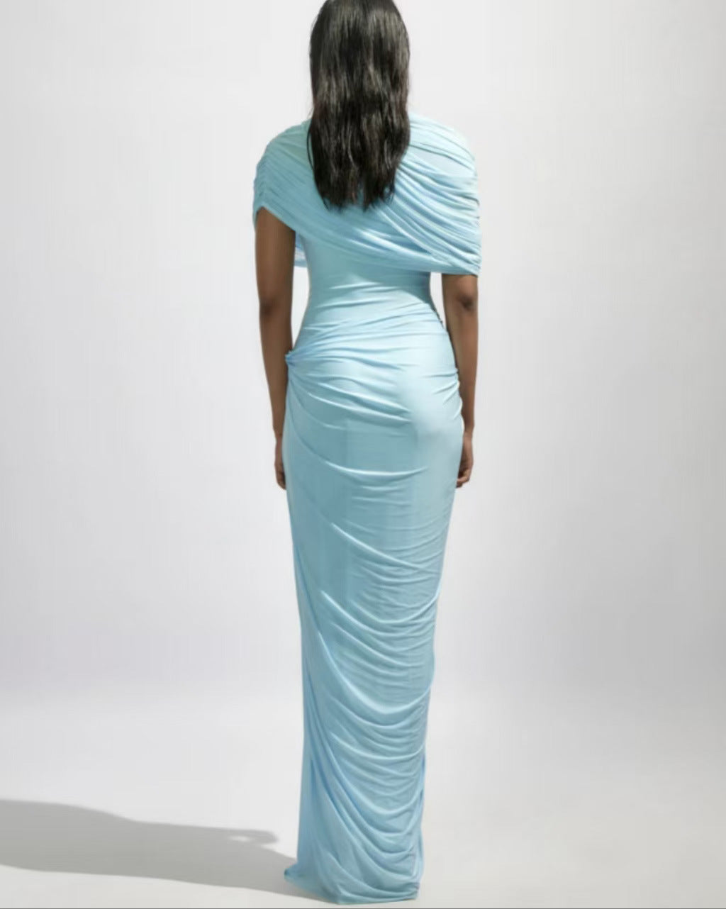 Retro Shawl Ruffle Wrap Maxi Dress