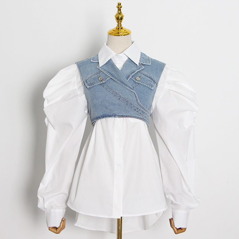 Preppy Denim Vest & Shirt