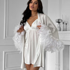 Loose Night Dress With Robe Two Piece Set
