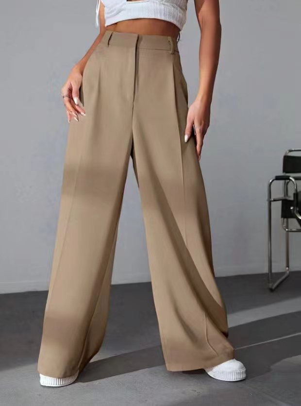 Wide Leg Pants Work Pant Women High Waist Slimming Loose Drooping Straight Mop Pants