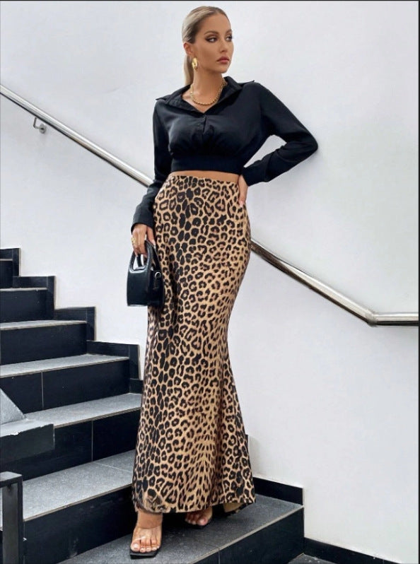 Leopard Print Sheath Skirt