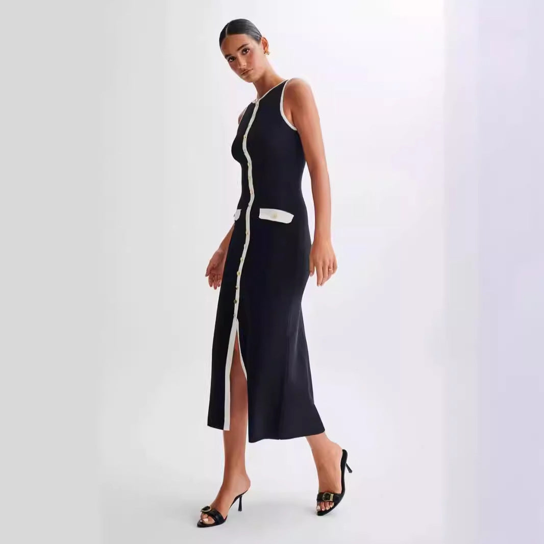 Classic Black White Knitted Dress