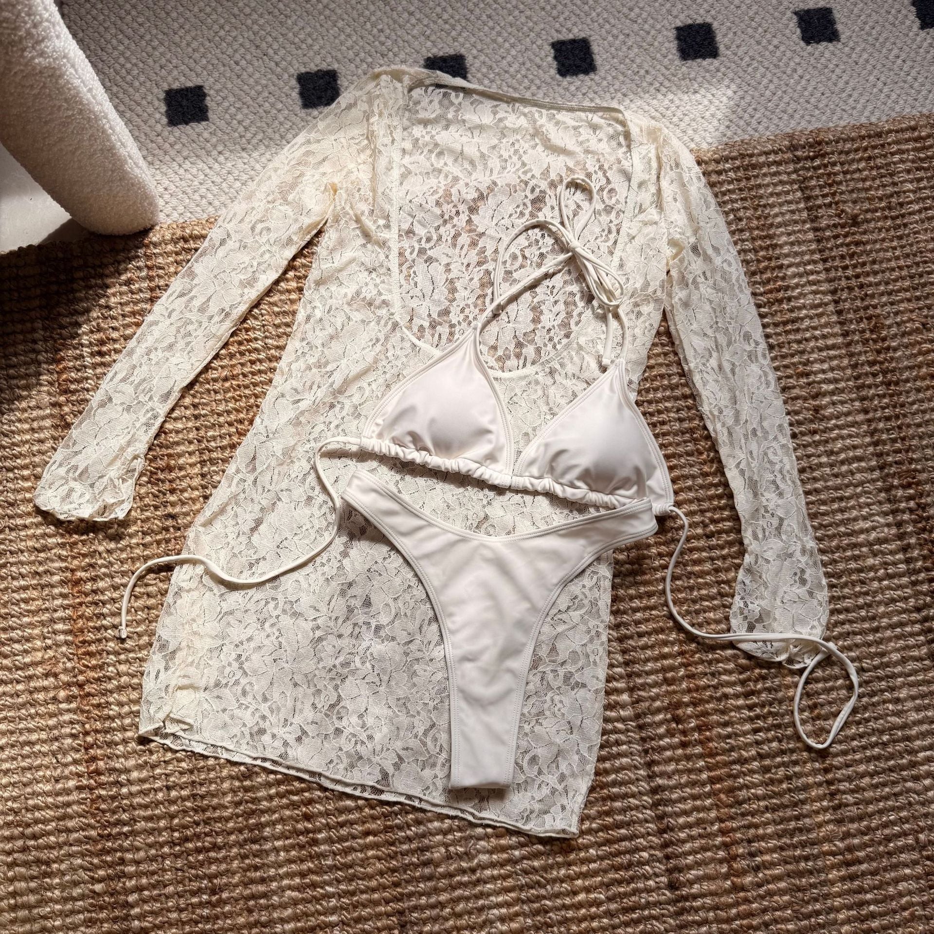 Three Piece Lace Swimsuit Set