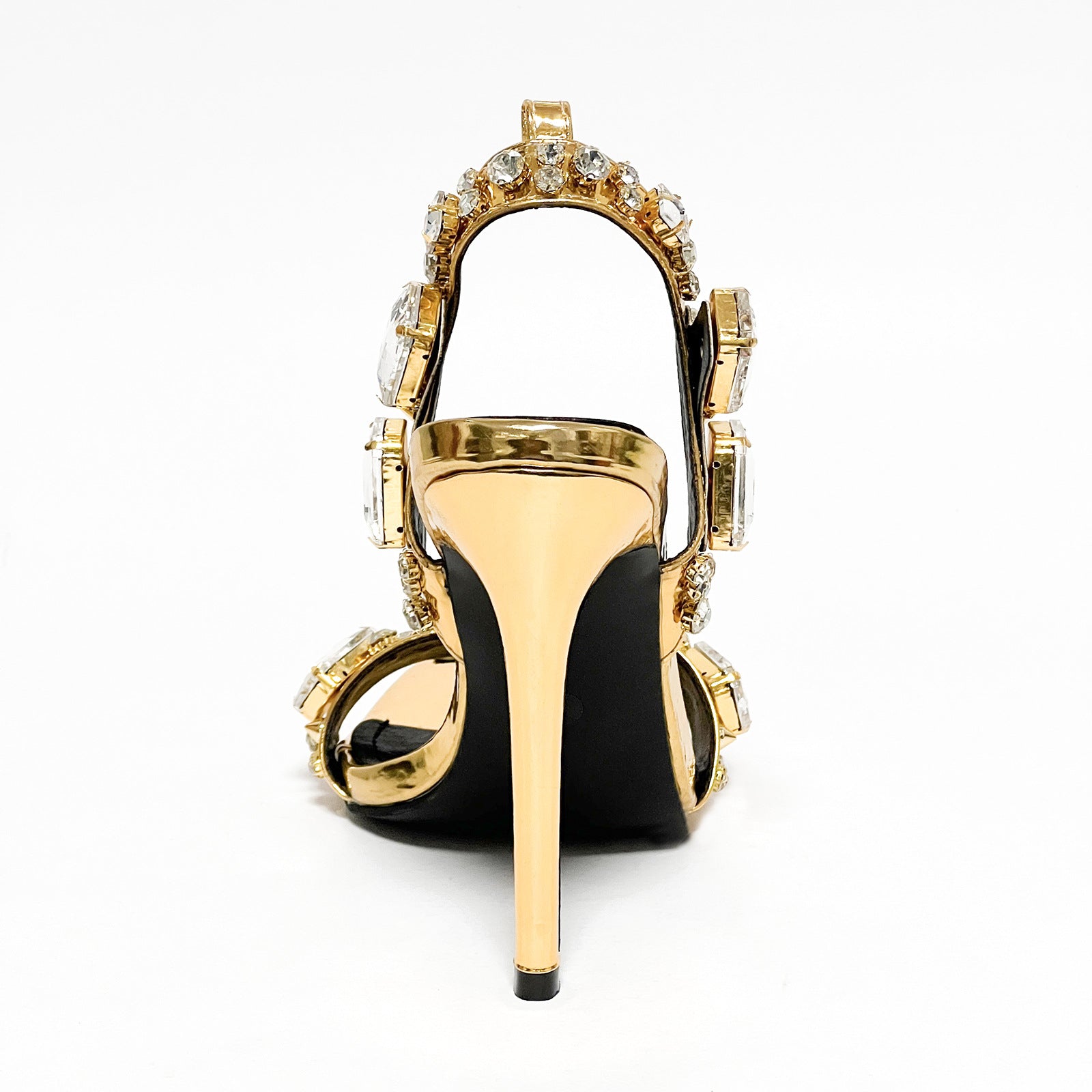 11cm Pointed Gold Rivet Rhinestone Stiletto Heels