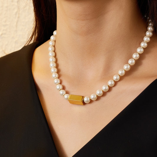 Vintage Clavicle Chain Pearl Necklace